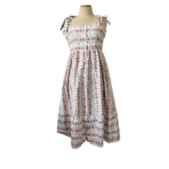 Tuckernuck by Hyacinth House Sz L Floral Lupine Bow Square Neck Midi Dress - Picture 15 of 16